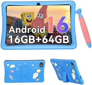 Kinder Tablet 10 Zoll, Android 16 Kinder Tablet ab 3-14 Jahre, 16GB(4+12) RAM + 64GB ROM(2TB Erweiterbar), Augenschutz HD Display, Kindersicherung, GMS, 5000mAh, WiFi6, 4 Jahre Garantie, Blau