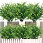 RECUTMS Artificial Outdoor Plants Artificial Flowers for Outside Artificial Plants Indoor Faux Spring Flowers Outdoor Fake Plants Flower Fillers for Bouquets Spring Vase Filler 12Pcs(Green)