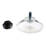 Pack of 4 x 40mm (just Over 1 1/2") Suction Cup with M4 Screw (7mm-8mm) with Black Ridged Nut Standard Thumb Screw Suckers, Plain, Clear Plastic/PVC by rubbersuckers UK. (Packet Size x4)