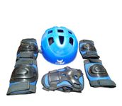 SPO ZONE Kids Protective Gear Kit for Cycling and Skating, Helmet, Gloves, Knee Pads, Hand Guards, Safety, Red (Blue)