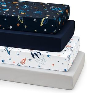 david's kids 4 Pack Fitted Crib Sheets, Ultra Soft Breathable Comfortable Baby Sheet Set for Boys Girls Neutral, 28x52 Inch Fits Standard Crib and Toddler Mattresses, Navy Space