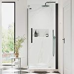 OVE Decors Endless Pasadena Corner Pivot Frameless Shower Door 29" x 29" in Black PA0501400