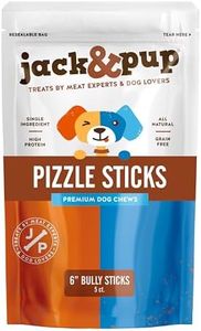 Jack&Pup 6 Inch Bully Sticks for Medium Dogs | Thick Odor Free Bully Sticks Long Lasting | All Natural, 100% Beef Pizzle Sticks (Thick 5, Pack)
