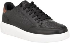 Guess Men's Creve Sneaker, Black/Cognac Logo Multi 001, 9.5