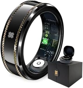 Pachira Smart Ring, Dual 14K Gold Inlays, Fitness/Sleep/Stress/Heart Rate/SpO2 Tracker, No App Subscription, 7-Day Battery Life, Size Before You Buy, Black (US Size 9.25)