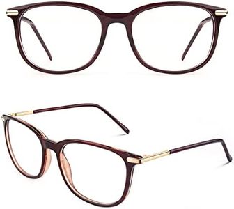 Happy Store CN79 High Fashion Metal Temple Horn Rimmed Clear Lens Eye Glasses,Brown