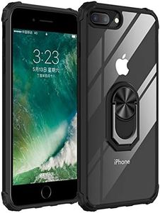 Cavor for iPhone 7 Plus/ 8 Plus Case,for iPhone 6 Plus/6s Plus Case,Clear PC Case TPU Bumper Protective Cover 360°Rotation Ring Holder Kickstand [Work with Magnetic Car Mount] (5.5")-Black