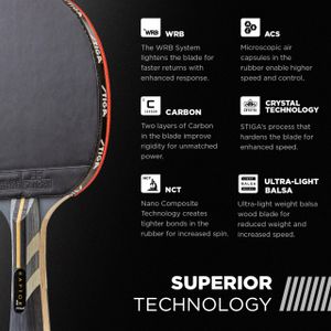 STIGA Raptor Table Tennis Racket – Carbon Blade, ITTF Approved