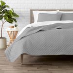 Bare Home Premium 3 Piece Quilt Set - Full/Queen Size - Coverlet Set - Diamond Stitched Bedspread - Ultra-Soft Luxurious Lightweight All Season Bedspread (Full/Queen, Light Grey)