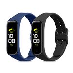 kwmobile Straps Compatible with Samsung Galaxy Fit 2 Straps - 2X Replacement Silicone Watch Bands - Black/Dark Blue