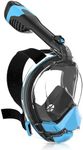 Yosmer Full Face Snorkel Mask for Adults, Snorkeling Gear with Latest Dry Top System, Patented Airflow System with Fan Assistance, 180° Panoramic Foldable Design, Anti-Fog & Anti-Leak, Blue, L