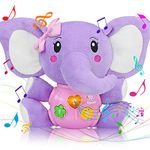 Aiduy Baby Toys 6 To 12 Months - Plush Elephant Baby Toy Musical Infant Toys - Babies Light Up Toys For 1 Year Old Boy & Girl Newborn Baby Gift 0 3 6 9 12 Months - Purple