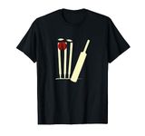 Cricket Bat, Ball, Stumps Bowled-Out: Cricketer-Fan-Bowlers T-Shirt