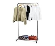 USTECH Heavy Duty Garment Rack with Sturdy Wheels | 450 lb Load Capacity | Adjustable Metal Clothing Anti-Slip Rack for Hanging Clothes, Lockable for Stability (Single Rod)