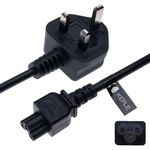 UK Mains 3 Pin AC Wall Power Cord C5 Cable for Acer, Dell, HP, Sony, Vaio, Delta/Lenovo ThinkPad, IdeaPad, X1, Yoga, Edge, Helix/Asus Rog, Trio/LG 32LN520B, 42LN5400, 42LB5600, 42LB5800 (2m)