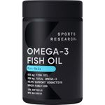 Sports Research Fish Oil Mini-Softgels - Easy to Swallow Omega-3 Fatty Acids from Wild Caught Alaska Pollock Supporting Brain & Heart Health - 625mg, 120 Capsules