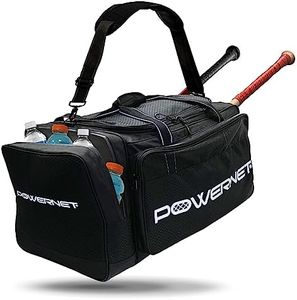 PowerNet Pro Duffle Bag | Baseball Softball Equipment Gear Dual Bat Carrier | Built-in Cooler Pocket | 2 Internal Bat Sleeves | Padded Shoulder Strap (Pro Duffle Bag | 1-Count)