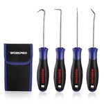 WORKPRO 4-Piece Hook and Pick Set, Precision Hooks with Bag Professional Puller Removal Hook Set, Remover Mechanic Tool for Car Auto Vehicle Repair