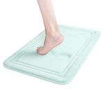 Memory Foam Bath Mat - Extra Soft, Absorbent, Machine Washable - Perfect for Bathroom, Living Room & Kitchen, 24 x 16 Inches Spa Blue