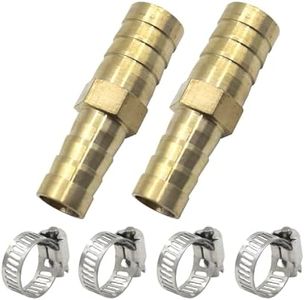 Goldpea Brass Hose Barb Fitting Reducer Union 1" Barbed x 3/8" Barbed 2pcs with 4pcs Hose Clamps
