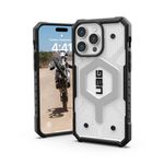 URBAN ARMOR GEAR UAG Case [Updated Ver] Compatible with iPhone 15 Pro Max Case 6.7" Pathfinder Clear Ice/Silver Built-in Magnet Compatible with MagSafe Charging Rugged Transparent Protective Cover