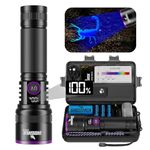 Shadowhawk 365nm UV Torch With Filter Lens - 30W Black Light 4-Core Rechargeable Ultraviolet Flashlight, UV Light For Pet Urine Detection/Resin Curing/Rocks/Golf Ball Finder/Scorpion, With LCD Display