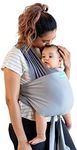 Moby Easy-Wrap Carrier | Baby Carrier and Wrap in One for Mothers, Fathers, and Caregivers | Designed for Newborns, Infants, and Toddlers | Holder Can Carry Babies up to 33 lbs | Smoked Pearl