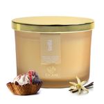 EKAM | 3 Wick Soy Wax Scented Candle| 35 Hours Burn Time| Long Lasting Premium Candles| Ideal for Home Decor, Gifting & Aromatherapy| Vanilla Fragrance