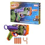 Nerf Marvel Hulk Dart Blaster with 2-Dart Capacity, Pull-Back Priming & 4 Official N1 Foam Darts, Licensed Marvel Avengers Toy Blaster for Kids (8+), Safe Foam Dart Fun, Great Gift for Hulk Fans
