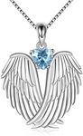 YFN December Angel Wings Necklace Sterling Silver Guardian Angel December Birthstone Necklace Wings Pendant Jewelry for Women Gifts