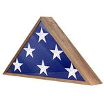 Robhomily Rustic Flag Case,Solid Wood Military Memorial Flag Display Case for 9.5 x 5 American Veteran Burial Flag ,Rustic Brown Shadow Box for Folded Flag and Medal