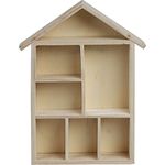 Creativ 575160 1-Piece Wooden House Shaped Shelving System with 7 Small Compartments, Beige