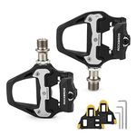 ROCKBROS Road Bike Pedals Lightweight Clipless Bicycle Pedals with Cleats Set Compatible with SPD-SL System（Free Tools）