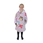 Character World Hugzee Oversized Wearable Hooded Fleece | Super Warm and Cosy Sherpa Lined, Squishmallows Design | Perfect For Kids Aged 7-12 Years, One Size Suggested Height 85cm+