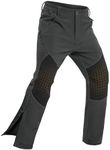 Moosehill Mens-Snow-Ski-Pants-Fleece-Lined-Pants Waterproof Winter Snowboard Softshell Pant Insulated Zipper Bottom Leg for Hiking Outdoor Work(Dark Grey,30)