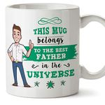 MUGFFINS Dad Mug - Best Dad in the Universe - Coffee Daddy Mug for Breakfast Birthday Present for Dad/Ceramic 11 oz