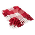 DII Rustic Farmhouse Throw Blanket with Decorative Tassles, Use for Chair, Couch, Bed, Picnic, Camping, Beach, & Just Staying Cozy at Home, Red & White