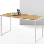 Zinus Jennifer 140x61x74 cm - Metal and wood modern study desk - Home office computer table - Natural Brown and White