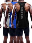 NELEUS Men's 3 Pack Dry Fit Y-Back Muscle Tank Top, 5031# 3 Pack: Black,grey,blue, Large