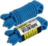 Boat Dock Lines (2 Pack) 1/2 X 20' Double Braided Boat Ropes for Docking with 12" Eyelet. Marine Grade Nylon Material & Damage Resistant Line Fibers for Secure Docking