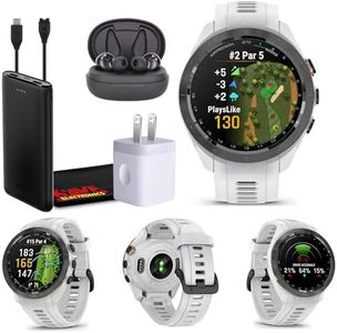 Garmin Approach S70 42MM White- GPS Golf Smartwatch for Men, Lightweight Touchscreen AMOLED Display and Preloaded Courses Bundle with Wireless Earbuds & More