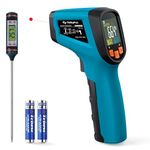 Tilswall Infrared Thermometer Gun, Laser Temperature Gun, -50°C~600°C (-58F~1112F) with Adjustable Emissivity, for Cooking/Pizza Oven/BBQ/Vehicle Repair, Meat Thermometer Included，Not for Human(Blue)