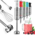 Zulay Kitchen Immersion Blender Handheld 500W - 8 Speed Copper Motor Immersion Hand Blender - Heavy Duty Stick Blender Immersion With Stainless Steel Whisk and Milk Frother Attachments (White)