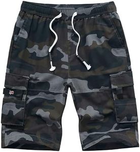 APTRO Men's Cargo Shorts Drawstring Casual Cotton Big & Tall Work Shorts Gray Black Camo 4X