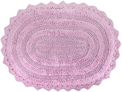 DII 100% Cotton Crochet Medium Oval Luxury Spa Soft Bath Rug, for Bathroom Floor, Tub, Shower, Vanity, and Dorm Room, 17x24" - Mauve