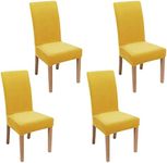 Smiry Velvet Stretch Dining Room Chair Covers Set of 4, Soft Removable Washable Chair Slipcovers Kitchen Parsons Chair Protector, Mustard Yellow