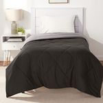 Amazon Basics Reversible, Lightweight Microfiber Comforter Blanket - Twin/Twin XL, Black/Gray