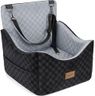 JOEJOY Elevated Dog Car Seat for Small/Medium Dogs up to 35 lbs, Memory Foam Booster Seat with Detachable Washable Cover, Travel-Safe Car Bed with Safety Belts & Storage Pockets, Grey