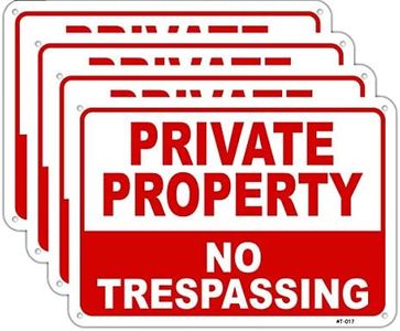 Large Private Property No Trespassing Sign Aluminum Big 10x14 Inches UV Ink Printing,Durable/Weatherproof Up to 7 Years Outdoor for House and Business (4-Pack)