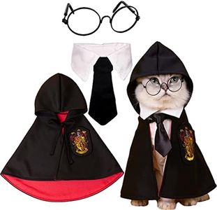 Dog Cat Costumes with Glasses and Neckties,Cosplay Costume Set Perfect for Party and Gifts for Cat Dog (Gryffindor, Large)